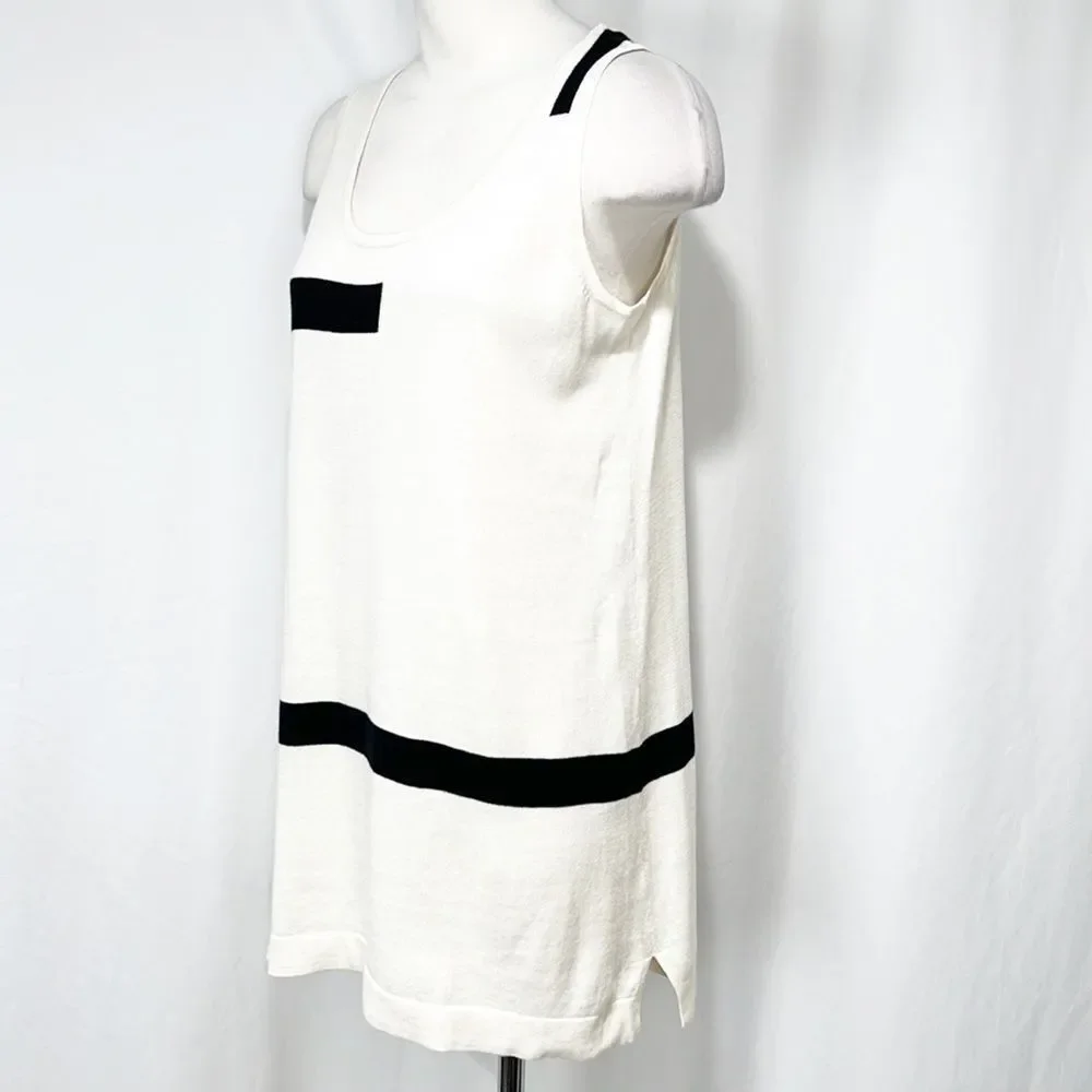 Lisa Todd Cream and Black Color Blocked Sleeveless Sweater Medium - Picture 3 of 9